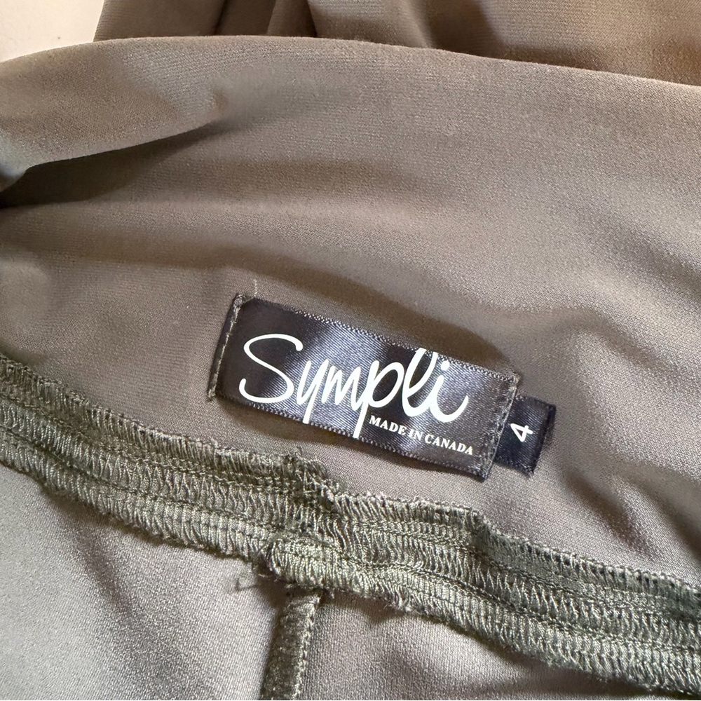 Sympli Army Green Cropped Pants Capri Stretchy Slinky High Rise size 4 Summer - Picture 8 of 12